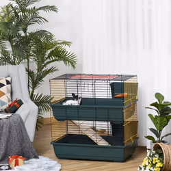 PawHut Small Animal Cage Habitat w/ Accessories 2-Story Large Pet Play House