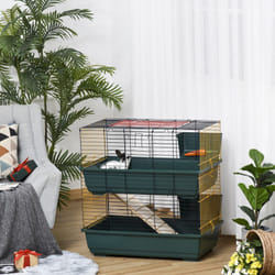 PawHut Small Animal Cage Habitat w/ Accessories 2-Story Large Pet Play House
