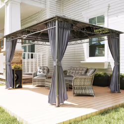Outsunny 3 x 3.6m Hardtop Gazebo for Garden Party w/ Polycarbonate Curtains