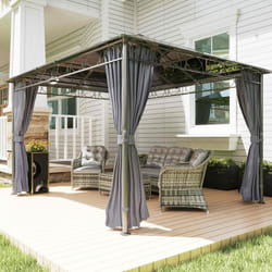 Outsunny 3 x 3.6m Hardtop Gazebo for Garden Party w/ Polycarbonate Curtains