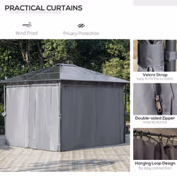 Outsunny 3 x 3.6m Hardtop Gazebo for Garden Party w/ Polycarbonate Curtains