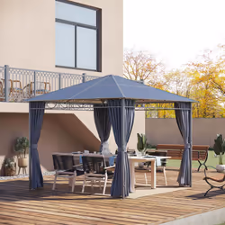 Outsunny 3 x 3(m) Hardtop Gazebo for Garden Party w/ Polycarbonate Curtains