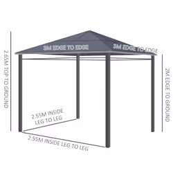 Outsunny 3 x 3(m) Hardtop Gazebo for Garden Party w/ Polycarbonate Curtains