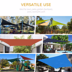 Outsunny 5x5m Triangle Sun Shade Sail UV Protection HDPE Canopy w/ Rings Grey