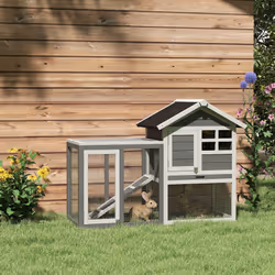 PawHut 122cm Wooden Rabbit Hutch Bunny Cage Pet House with Tray Ladder Run