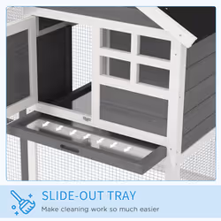 PawHut 122cm Wooden Rabbit Hutch Bunny Cage Pet House with Tray Ladder Run