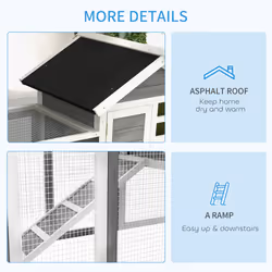 PawHut 122cm Wooden Rabbit Hutch Bunny Cage Pet House with Tray Ladder Run - Additional view 4
