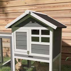 PawHut 122cm Wooden Rabbit Hutch Bunny Cage Pet House with Tray Ladder Run - Additional view 6