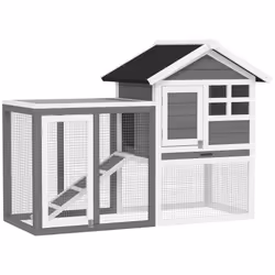 PawHut 122cm Wooden Rabbit Hutch Bunny Cage Pet House with Tray Ladder Run - Additional view 7