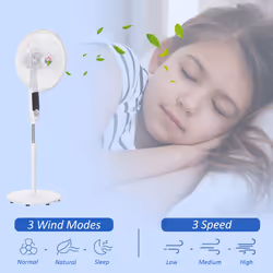 HOMCOM 16'' Pedestal Fan Height Adjustable 85 Degree Oscillation LED Panel