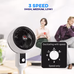 HOMCOM 9 Inch Air Circulator Fan 70 Oscillation Carry Handle Black White