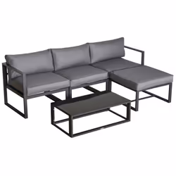 Outsunny 5-Piece Outdoor Patio Set Padded Cushion Coffee Table Aluminum Tube - Additional view 7