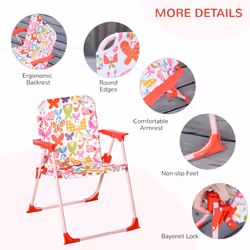 Outsunny Kids Folding Picnic Table Chair Set Butterfly Pattern Outdoor Parasol - Additional view 4