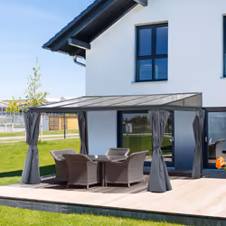 Outsunny Outdoor Pergola Gazebo Party Tent Garden Sun Shelter 4 x 3m w/ Curtain