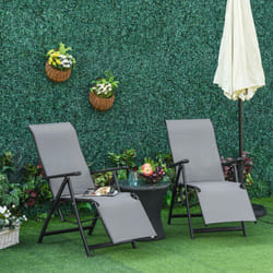 Outsunny Outdoor Sun Recliner Loungers with Adjustable Footrest, Grey