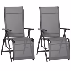 Outsunny Outdoor Sun Recliner Loungers with Adjustable Footrest, Grey - Additional view 7