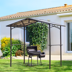 Outsunny 8ft x 5ft Outdoor BBQ Protective Gazebo Aluminium Frame w/ 2 Shelves