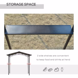 Outsunny 8ft x 5ft Outdoor BBQ Protective Gazebo Aluminium Frame w/ 2 Shelves