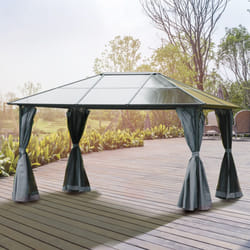 Outsunny 3 x 4m Polycarbonate Hardtop Gazebo with Aluminium Frame and Curtains