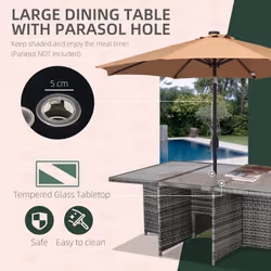 Outsunny 11PC Garden Rattan Dining Set Cushion Patio Table Chair Conservatory
