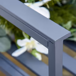 Outsunny 2 Seat Steel Patio Garden Bench Chair Slat Design Backyard Porch, Grey - Additional view 5