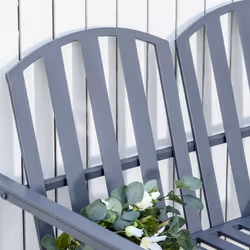 Outsunny 2 Seat Steel Patio Garden Bench Chair Slat Design Backyard Porch, Grey - Additional view 6