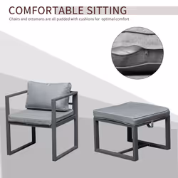Outsunny 9PCs Patio Dining Sets 4 Chairs 4 Ottoman Cushioned Seating and Back - Additional view 4