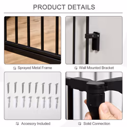 PawHut Pet Safety Gate 5 Panels Playpen Metal Fence w/ Walk Through Door - Black - Additional view 5