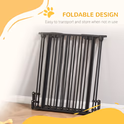 PawHut Pet Safety Gate 3 Panels Playpen Metal Fence W/ Walk Through Door Black