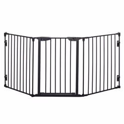 PawHut Pet Safety Gate 3 Panels Playpen Metal Fence W/ Walk Through Door Black - Additional view 6