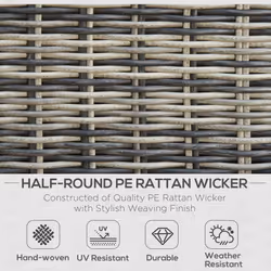 Outsunny 5 Pcs Rattan Garden Furniture Set Single Sofa Stool Coffee Table Grey