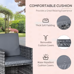 Outsunny Rattan Dining Set Garden Furniture Cube Table Chair Stool Cushion Seat - Additional view 4