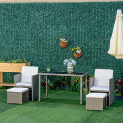 Outsunny 5 Pieces Rattan Garden Furniture Sofa Set w/ Table Chair Footrest Grey