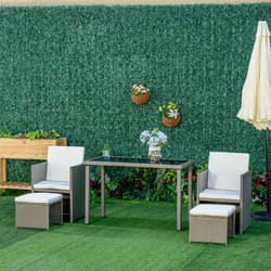 Outsunny 5 Pieces Rattan Garden Furniture Sofa Set w/ Table Chair Footrest Grey