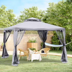 Outsunny 3 x 3 m Metal Gazebo Garden Outdoor 2-Tier Roof Marquee Party Grey