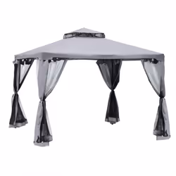 Outsunny 3 x 3 m Metal Gazebo Garden Outdoor 2-Tier Roof Marquee Party Grey - Additional view 8