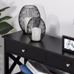 HOMCOM Console Table Side Desk Shelves Drawers Open Top X Support Hallway Black - Additional view 6