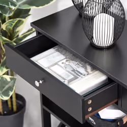 HOMCOM Console Table Side Desk Shelves Drawers Open Top X Support Hallway Black - Additional view 7