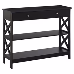 HOMCOM Console Table Side Desk Shelves Drawers Open Top X Support Hallway Black - Additional view 8