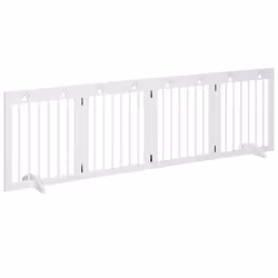 PawHut Pet Gate 4 Panel Wooden Dog Barrier Folding Fence w/ Support Feet - Additional view 7