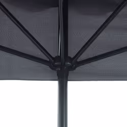 Outsunny 2.3m Half Round Parasol Garden Sun Umbrella Metal w/ Crank Grey