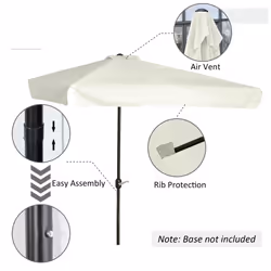 Outsunny 2.3m Half Round Parasol Garden Sun Umbrella Metal w/ Crank Off-White
