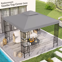 Outsunny 3(m) 2 Tier Garden Gazebo Top Cover Replacement Canopy Roof Light Grey