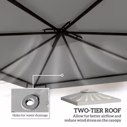 Outsunny 3(m) 2 Tier Garden Gazebo Top Cover Replacement Canopy Roof Light Grey