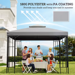 Outsunny 3(m) 2 Tier Garden Gazebo Top Cover Replacement Canopy Roof Light Grey