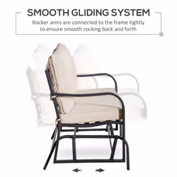 Outsunny Outdoor Double Rocking Chair Glider Loveseat with Cushion, Khaki