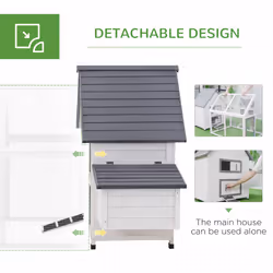 PawHut Wooden Chicken Coop Hen House Enclosure Garden with Ramp Run Nesting Box - Additional view 4