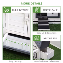 PawHut Wooden Chicken Coop Hen House Enclosure Garden with Ramp Run Nesting Box - Additional view 5