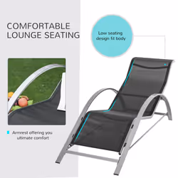 Outsunny 3 Pieces Lounge Chair Set Garden Sunbathing Chair w/ Table Black