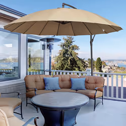 Outsunny 3(m) Cantilever Shanghai Parasol w/ Crank Handle, Cross Base, Khaki